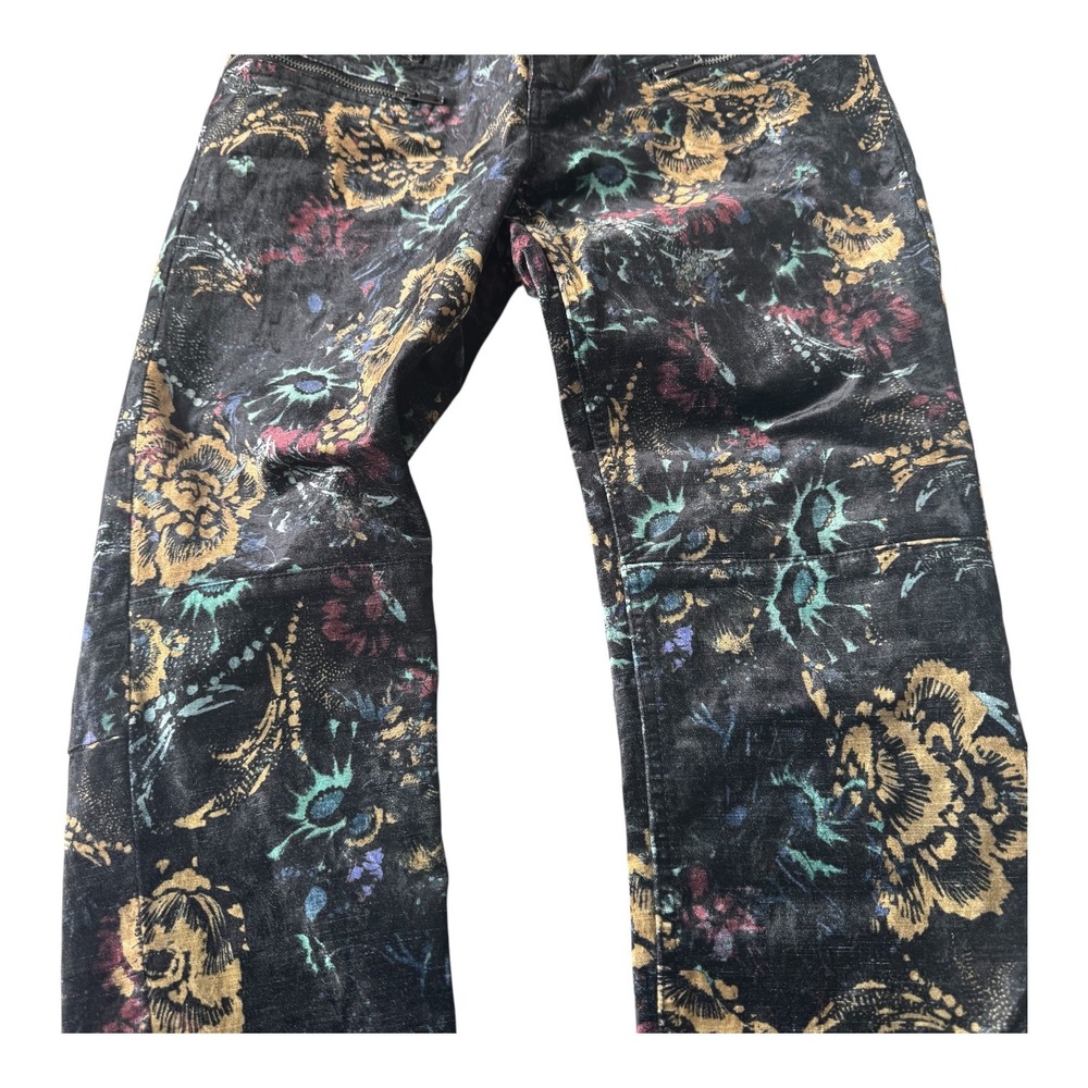 Free People Lennon Retro‎ Velvet Skinny Pants Floral Embroidered Boho Size 8 - Picture 7 of 10